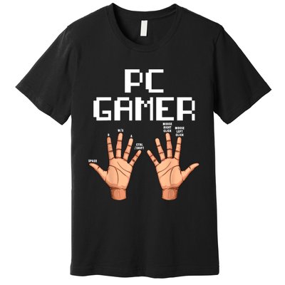 Pc Gamer Hands Funny Computer Video Gaming Lovers Gag Outfit Premium T-Shirt