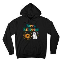 Pumpkin Ghost Happy Halloween Retro Groovy Vintage Hoodie