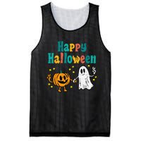 Pumpkin Ghost Happy Halloween Retro Groovy Vintage Mesh Reversible Basketball Jersey Tank