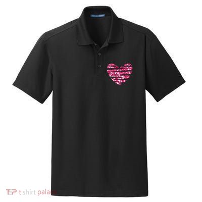 Pink Glitter Heart Cute Gift Dry Zone Grid Polo