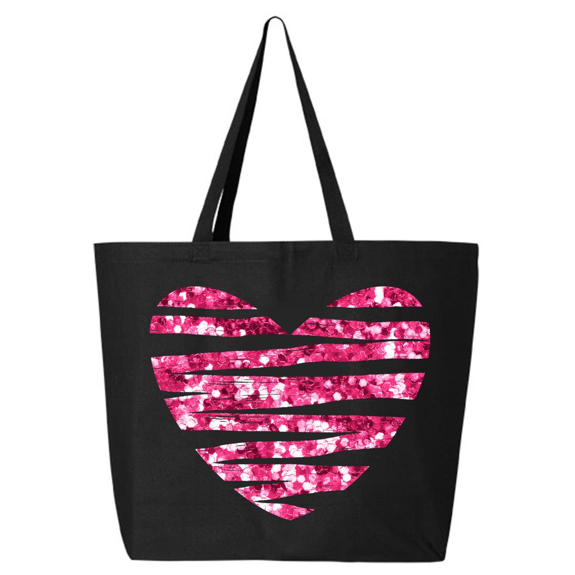 Pink Glitter Heart Cute Gift 25L Jumbo Tote