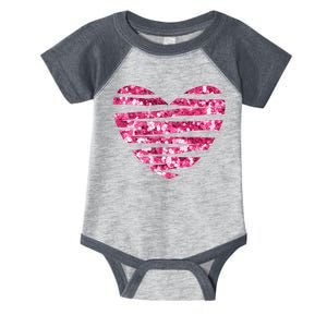 Pink Glitter Heart Cute Gift Infant Baby Jersey Bodysuit