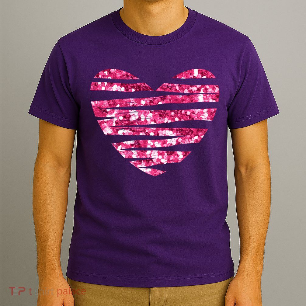 Pink Glitter Heart Cute Gift T-Shirt