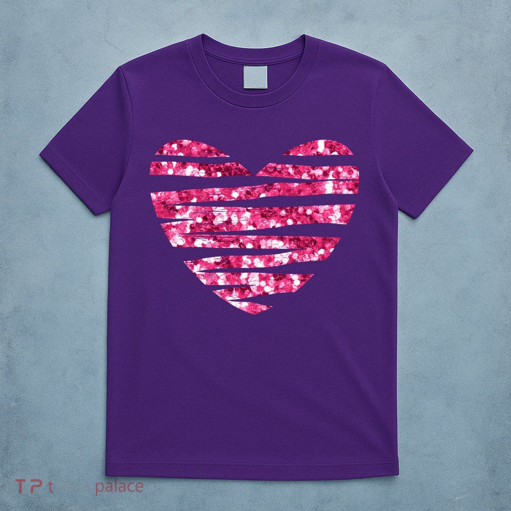 Pink Glitter Heart Cute Gift T-Shirt