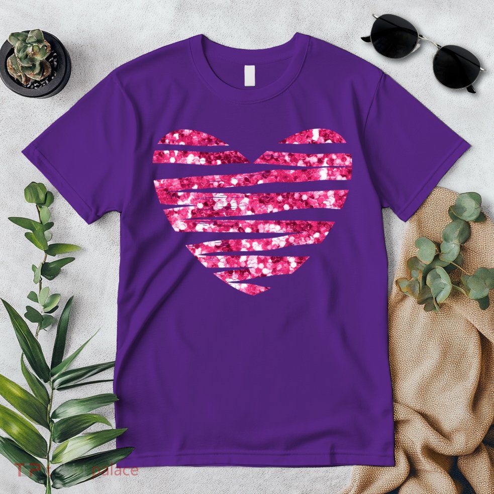 Pink Glitter Heart Cute Gift Premium T-Shirt