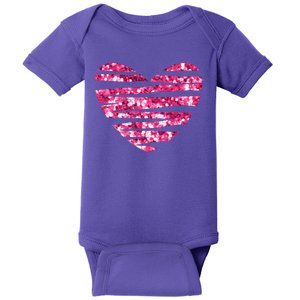 Pink Glitter Heart Cute Gift Baby Bodysuit