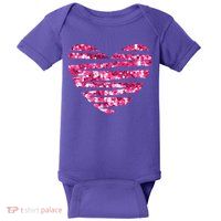 Pink Glitter Heart Cute Gift Baby Bodysuit