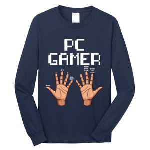 Pc Gamer Hands Funny Computer Video Gaming Lovers Gag Outfit Long Sleeve Shirt