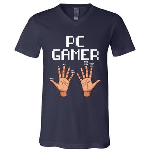 Pc Gamer Hands Funny Computer Video Gaming Lovers Gag Outfit V-Neck T-Shirt