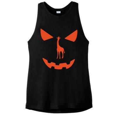 Pumpkin Giraffe Halloween Funny Giraffe Lover Halloween Costume Ladies PosiCharge Tri-Blend Wicking Tank