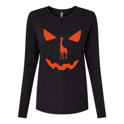 Pumpkin Giraffe Halloween Funny Giraffe Lover Halloween Costume Womens Cotton Relaxed Long Sleeve T-Shirt