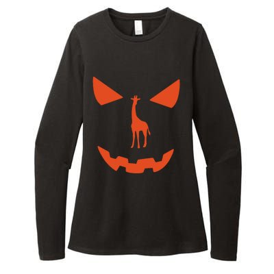 Pumpkin Giraffe Halloween Funny Giraffe Lover Halloween Costume Womens CVC Long Sleeve Shirt