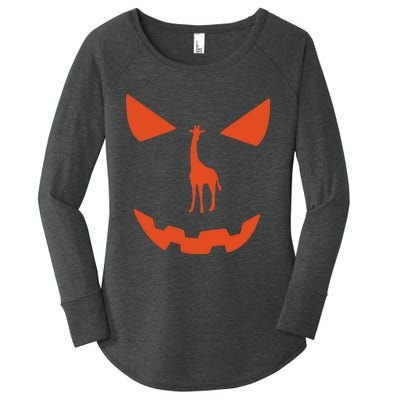 Pumpkin Giraffe Halloween Funny Giraffe Lover Halloween Costume Women's Perfect Tri Tunic Long Sleeve Shirt