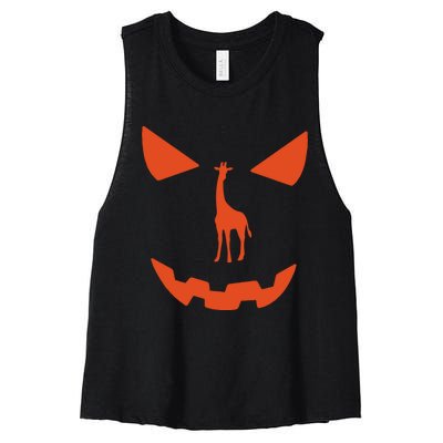 Pumpkin Giraffe Halloween Funny Giraffe Lover Halloween Costume Women's Racerback Cropped Tank