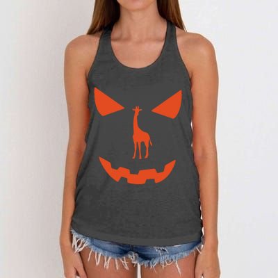 Pumpkin Giraffe Halloween Funny Giraffe Lover Halloween Costume Women's Knotted Racerback Tank