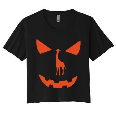 Pumpkin Giraffe Halloween Funny Giraffe Lover Halloween Costume Women's Crop Top Tee