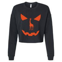 Pumpkin Giraffe Halloween Funny Giraffe Lover Halloween Costume Cropped Pullover Crew