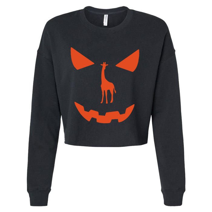 Pumpkin Giraffe Halloween Funny Giraffe Lover Halloween Costume Cropped Pullover Crew