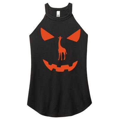 Pumpkin Giraffe Halloween Funny Giraffe Lover Halloween Costume Women's Perfect Tri Rocker Tank