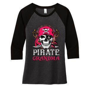 Pirate Grandma Halloween Skull Pirate Costume Family Women's Tri-Blend 3/4-Sleeve Raglan Shirt