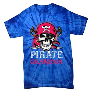 Pirate Grandma Halloween Skull Pirate Costume Family Tie-Dye T-Shirt