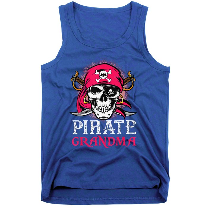 Pirate Grandma Halloween Skull Pirate Costume Family Tank Top