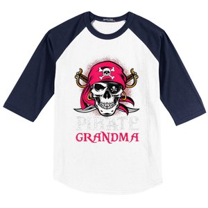 Pirate Grandma Halloween Skull Pirate Costume Family Baseball Sleeve Shirt