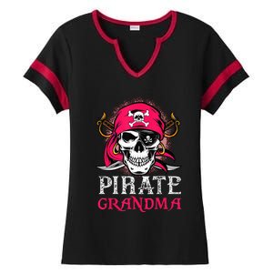 Pirate Grandma Halloween Skull Pirate Costume Family Ladies Halftime Notch Neck Tee