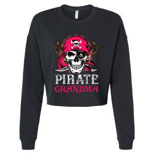 Pirate Grandma Halloween Skull Pirate Costume Family Cropped Pullover Crew