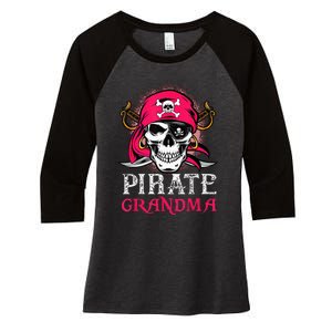 Pirate Grandma Halloween Skull Pirate Costume Family Women's Tri-Blend 3/4-Sleeve Raglan Shirt