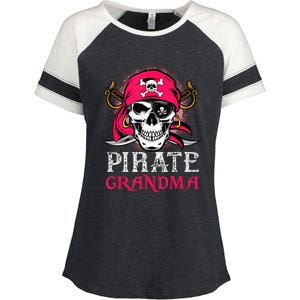 Pirate Grandma Halloween Skull Pirate Costume Family Enza Ladies Jersey Colorblock Tee