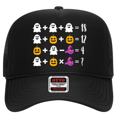 Pumpkin Ghost Halloween Order Operations Quiz Math Teacher High Crown Mesh Back Trucker Hat