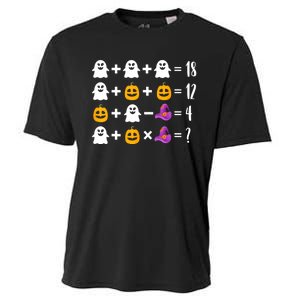 Pumpkin Ghost Halloween Order Operations Quiz Math Teacher Cooling Performance Crew T-Shirt