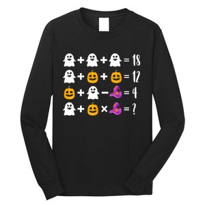 Pumpkin Ghost Halloween Order Operations Quiz Math Teacher Long Sleeve Shirt