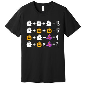 Pumpkin Ghost Halloween Order Operations Quiz Math Teacher Premium T-Shirt