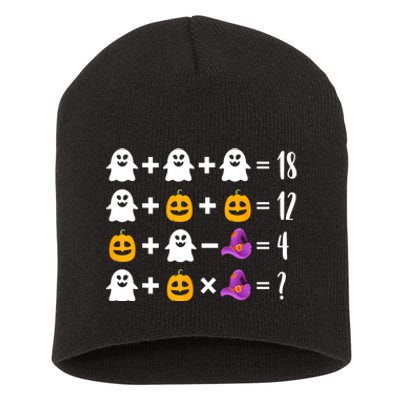 Pumpkin Ghost Halloween Order Operations Quiz Math Teacher Short Acrylic Beanie