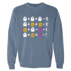 Pumpkin Ghost Halloween Order Operations Quiz Math Teacher Garment-Dyed Sweatshirt