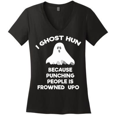 Paranormal Ghost Hunting Send Aaron In Alone Halloween Women's V-Neck T-Shirt