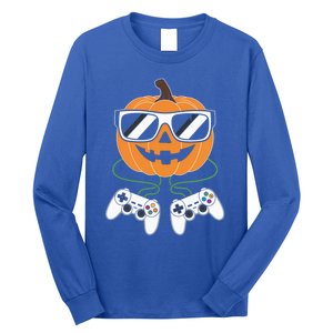 Pumpkin Gamer Halloween Video Game Gaming Controller Funny Gift Long Sleeve Shirt