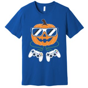 Pumpkin Gamer Halloween Video Game Gaming Controller Funny Gift Premium T-Shirt