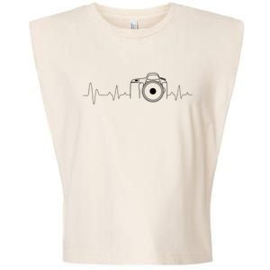 Photographer Gift Idea Heartbeat Photography Camera Garment-Dyed Women's Muscle Tee