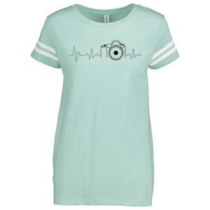 Photographer Gift Idea Heartbeat Photography Camera Enza Ladies Jersey Football T-Shirt