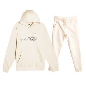 Photographer Gift Idea Heartbeat Photography Camera Premium Hooded Sweatsuit Set