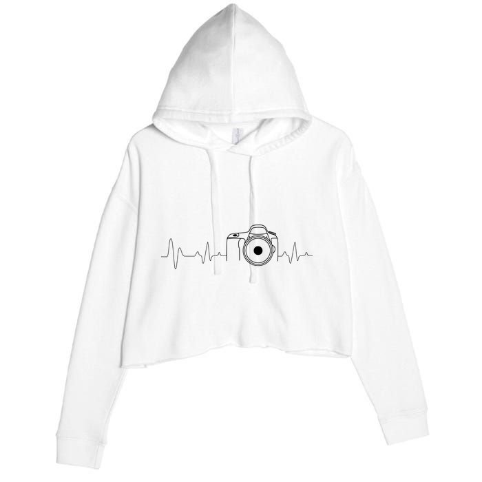 Photographer Gift Idea Heartbeat Photography Camera Crop Fleece Hoodie