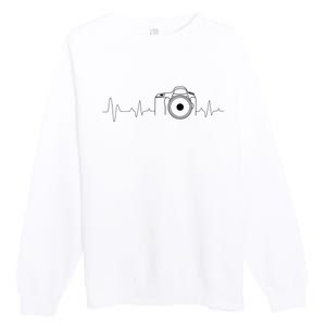 Photographer Gift Idea Heartbeat Photography Camera Premium Crewneck Sweatshirt