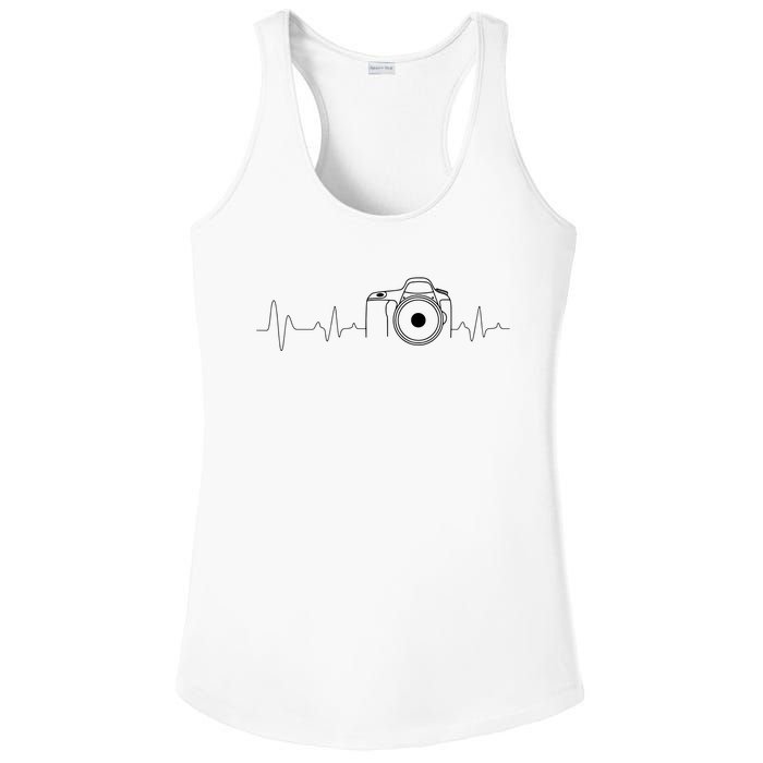 Photographer Gift Idea Heartbeat Photography Camera Ladies PosiCharge Competitor Racerback Tank