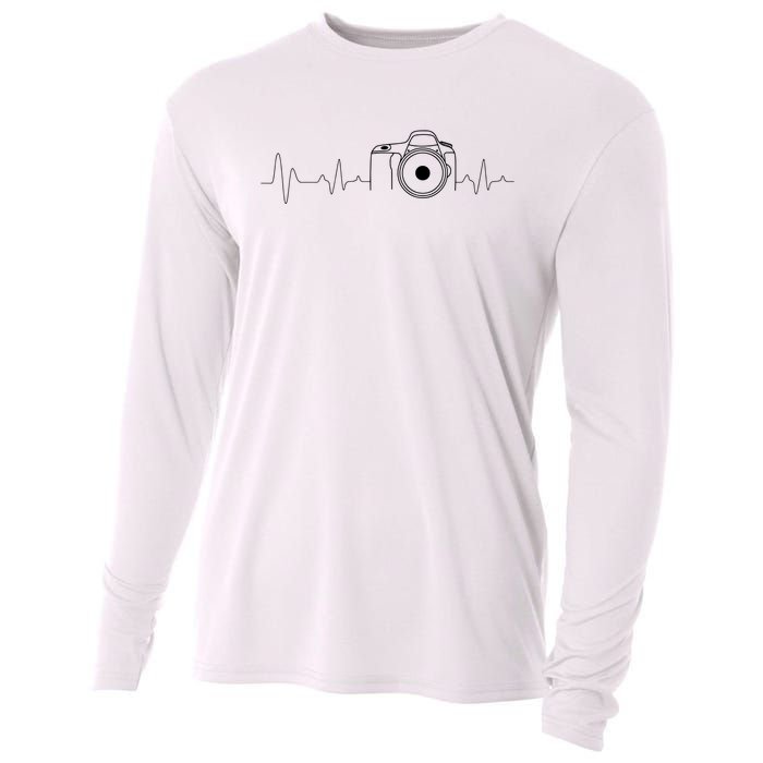 Photographer Gift Idea Heartbeat Photography Camera Cooling Performance Long Sleeve Crew