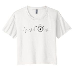 Photographer Gift Idea Heartbeat Photography Camera Women's Crop Top Tee