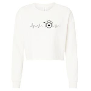 Photographer Gift Idea Heartbeat Photography Camera Cropped Pullover Crew