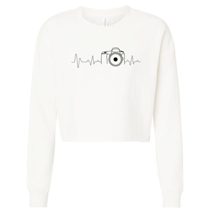 Photographer Gift Idea Heartbeat Photography Camera Cropped Pullover Crew